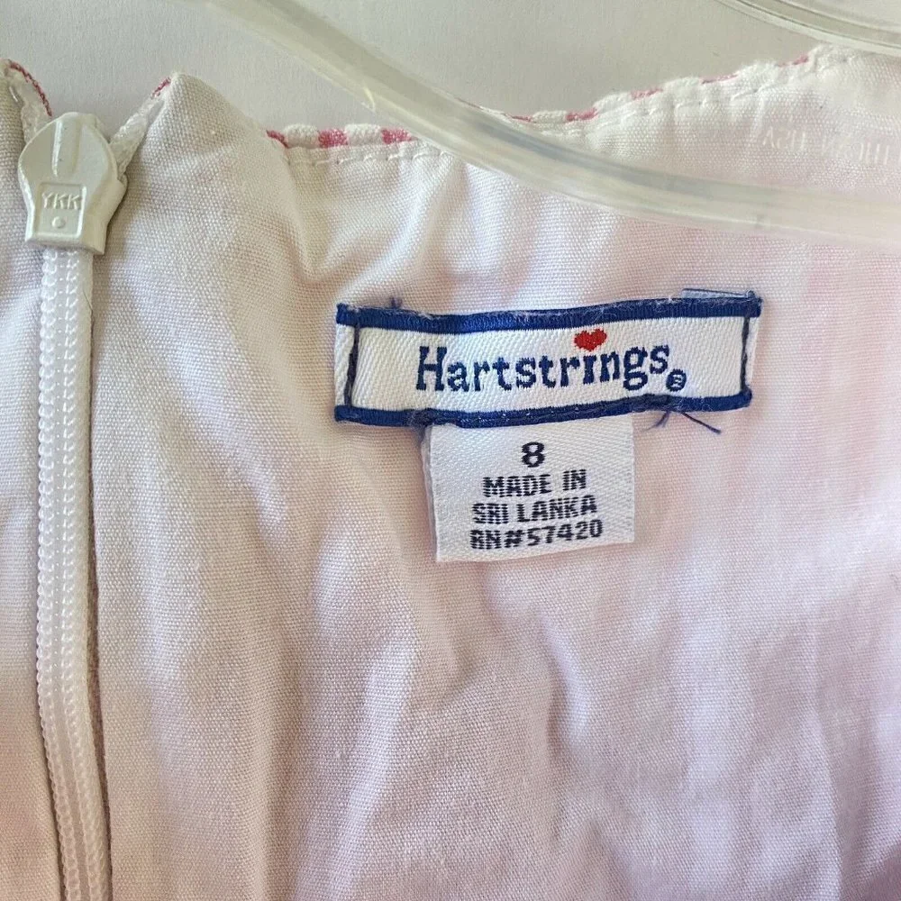 Hartstrings‎ Girl’s Sleeveless Pink White Seersucker Cotton Easter Dress Sz 8